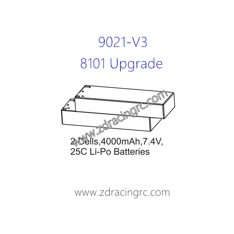 ZD Racing 9021-V3 Upgrade Parts 8101 2 Cells 4000mAh 7.4V 25C Lipo Battery