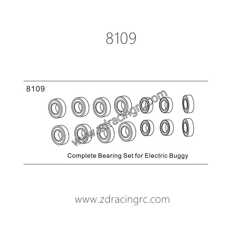 ZD Racing 9021-V3 Parts 8109 Complete Bearing Set for Electric Buggy