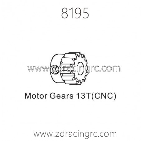 8195 Upgrade Motor Gear 13T CNC Parts for ZD Racing RC Car