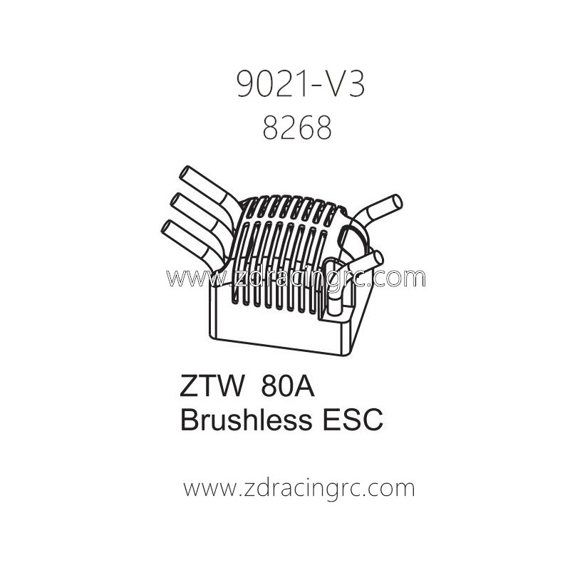 ZD Racing 9021-V3 Parts 8268 ZTW 80A Brushless ESC