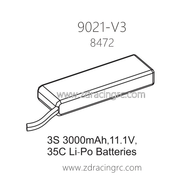 ZD Racing 9021-V3 Parts 8472 3S 3000mAh 11.1V 35C Lipo Battery