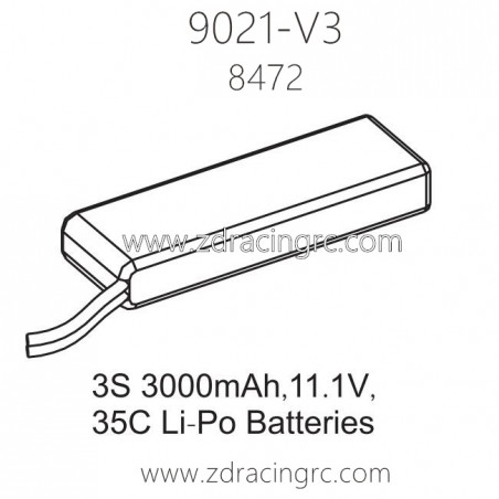 ZD Racing 9021-V3 Parts 8472 3S 3000mAh 11.1V 35C Lipo Battery