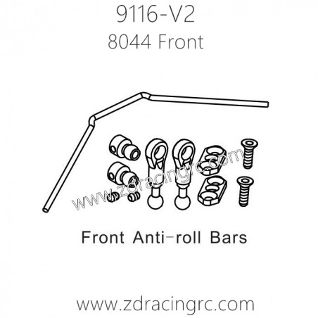 ZD Racing 9116-V2 Parts 8044 Front Anti-roll Bars ZD Racing 9116-V2 Parts 8044 Front Anti-roll Bars
