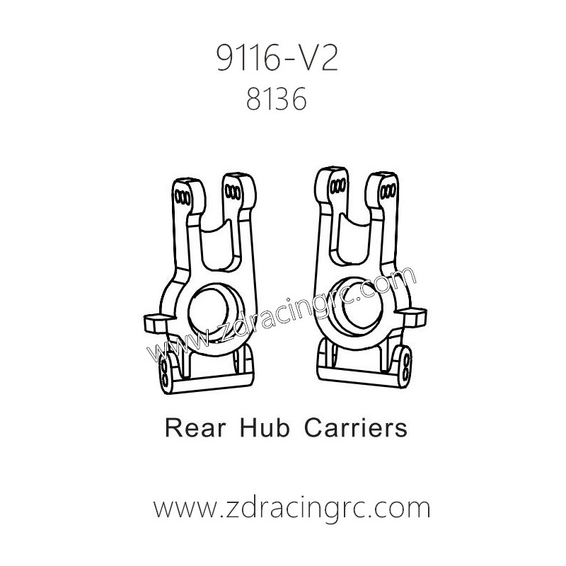 ZD Racing 9116-V2 Parts 8136 Rear Hub Carriers