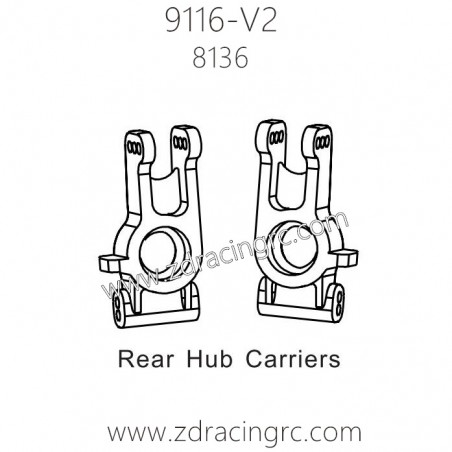 ZD Racing 9116-V2 Parts 8136 Rear Hub Carriers