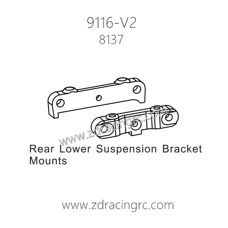ZD Racing 9116-V2 Parts 8137 Rear Lower Suspension Bracket Mounts