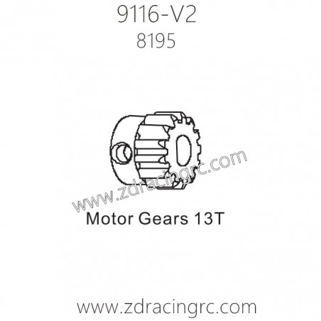 ZD Racing 9116-V2 Parts 8195 Motor Gears 12T