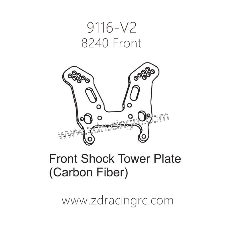 ZD Racing 9116-V2 Parts 8240 Front Shock Tower Plate Carbon Fiber