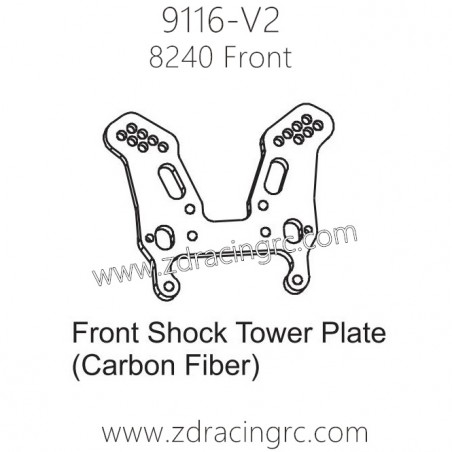 ZD Racing 9116-V2 Parts 8240 Front Shock Tower Plate Carbon Fiber