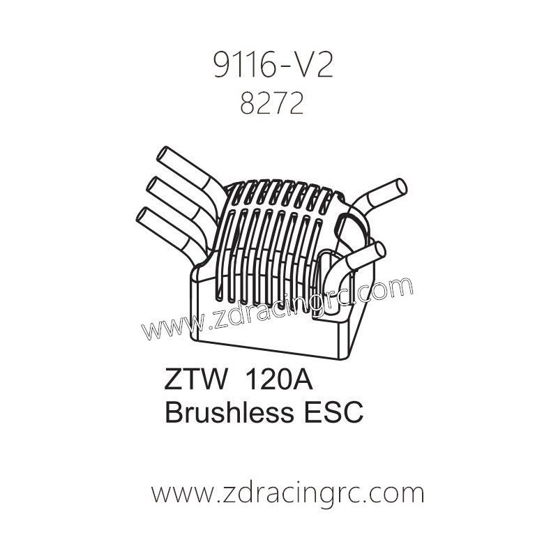 ZD Racing 9116-V2 Parts 8272 ZTW 120A Brushless ESC