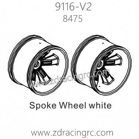 ZD Racing 9116-V2 Parts 8475 Spoke Wheel White