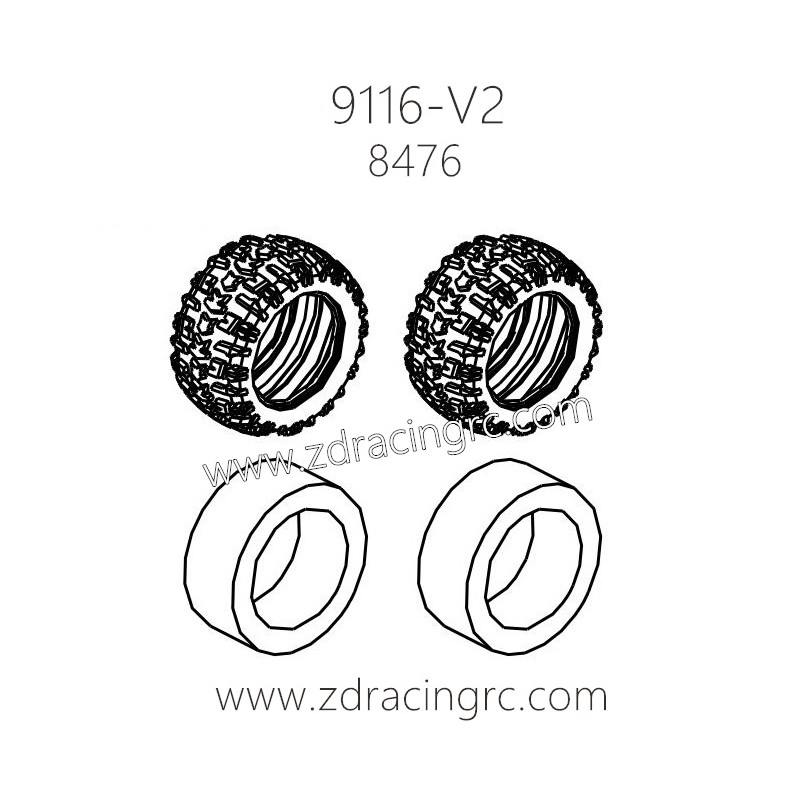 ZD Racing 9116-V2 Parts 8476 Tires and Wheels