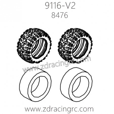 ZD Racing 9116-V2 Parts 8476 Tires and Wheels