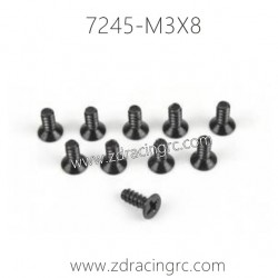 7245 M3X8 Flat Head Self-tapping Screw Set For ZD RACING RC Car