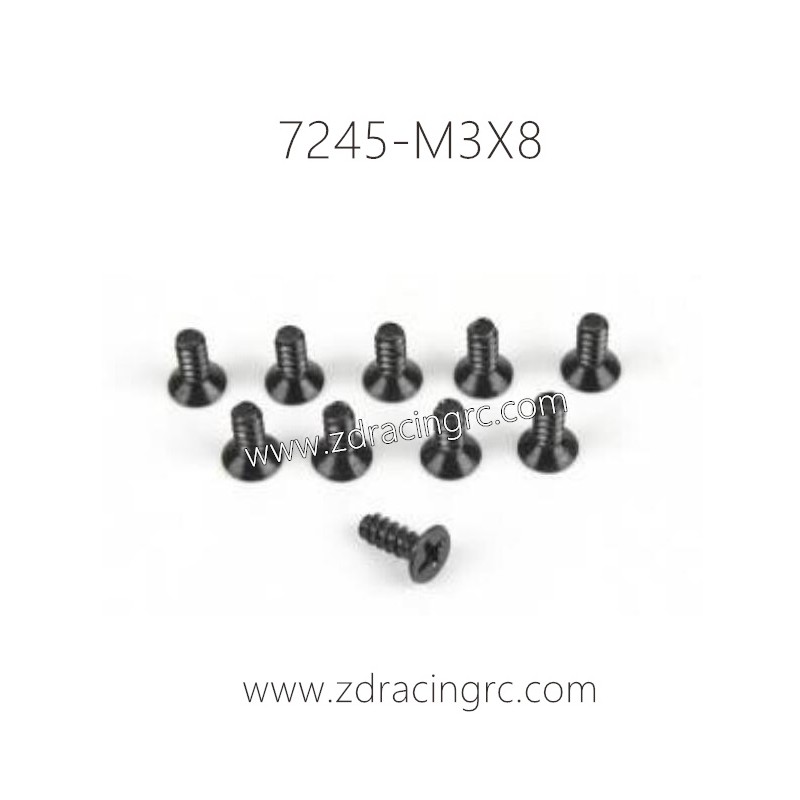 7245 M3X8 Flat Head Self-tapping Screw Set For ZD RACING RC Car