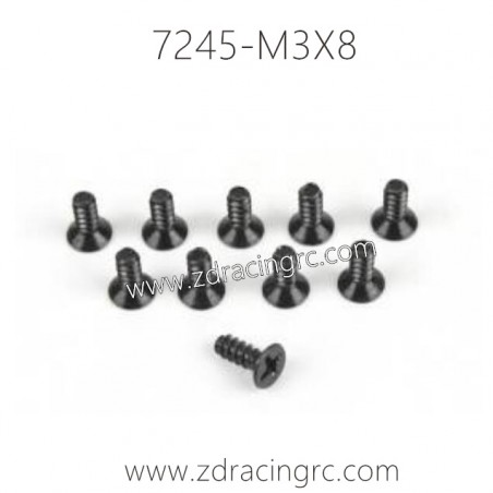 7245 M3X8 Flat Head Self-tapping Screw Set For ZD RACING RC Car 7245 M3X8 Flat Head Self-tapping Screw Set For ZD RACING RC Car