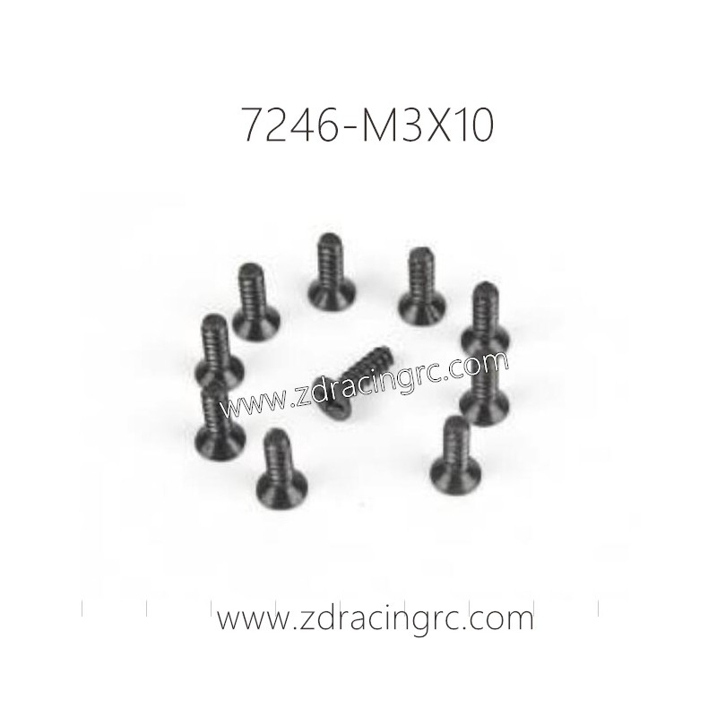 7246 M3X10 Flat Head Self-tapping Screw Set For ZD RACING RC Car