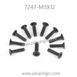 7247 M3X12 Flat Head Self-tapping Screw Set For ZD RACING RC Car