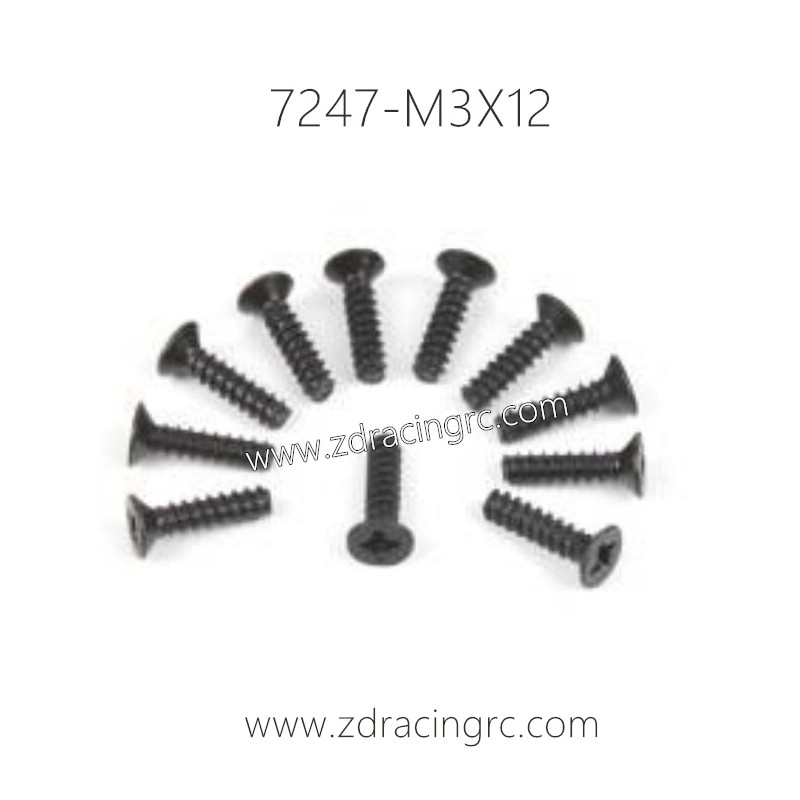 7247 M3X12 Flat Head Self-tapping Screw Set For ZD RACING RC Car