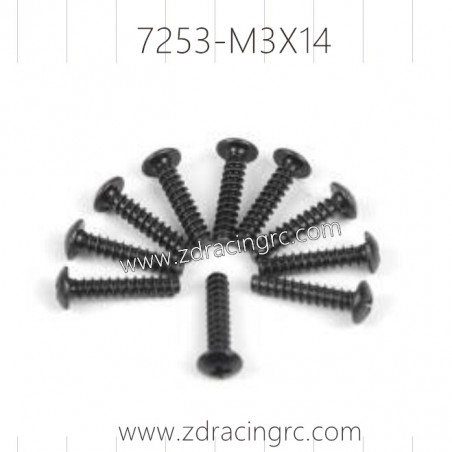 7253 M3X14 Pan Self-tapping Screw Set For ZD RACING RC Car