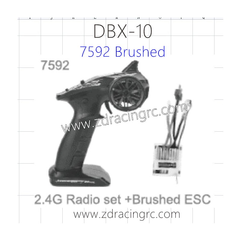 ZD RACING DBX 10 Parts 7592 Brushed 2.4G Radio+Brushed 2H1 ESC