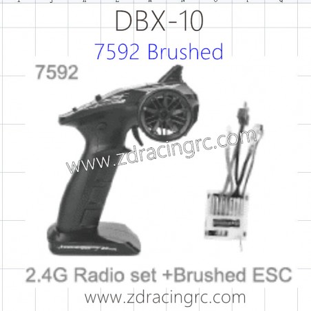 ZD RACING DBX 10 Parts 7592 Brushed 2.4G Radio+Brushed 2H1 ESC