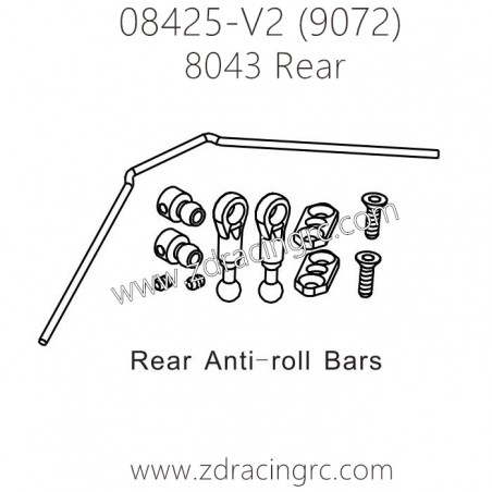 ZD RACING 9072 1/8 Parts 8043 Rear Anti-Roll Bars