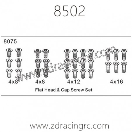 8075 Flat Head and Cap Screw Set Parts For ZD RACING EX07