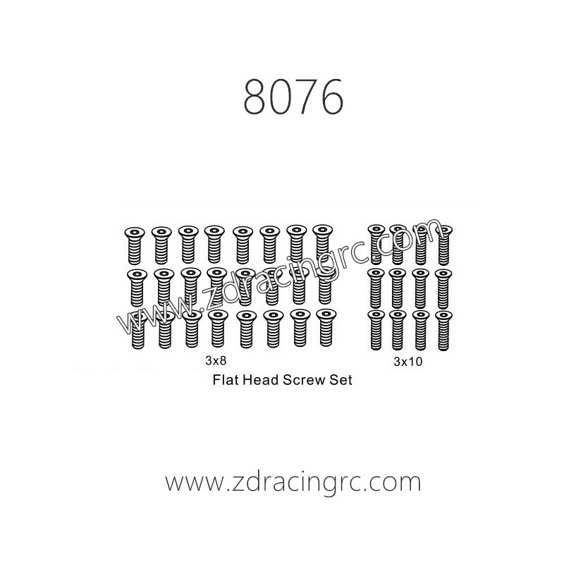 8076 Flat Head Screw Set Parts For ZD RACING EX07