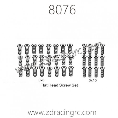 8076 Flat Head Screw Set Parts For ZD RACING EX07