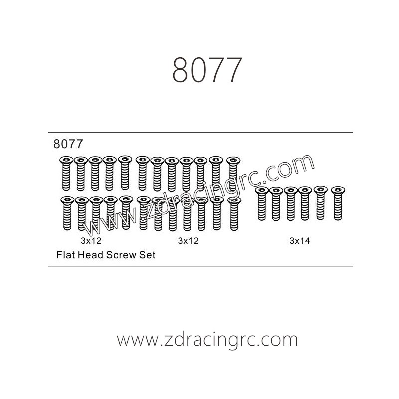 8077 Flat Head Screw Set Parts For ZD RACING EX07