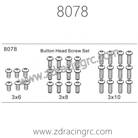 8078 Button Head Screw Set Parts For ZD RACING EX07
