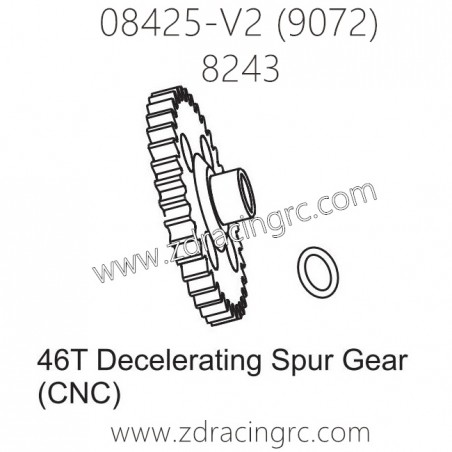 ZD RACING 9072 Upgrade Parts 8243 46T Decelerating Spur Gear CNC ZD RACING 9072 Upgrade Parts 8243 46T Decelerating Spur Gear CNC