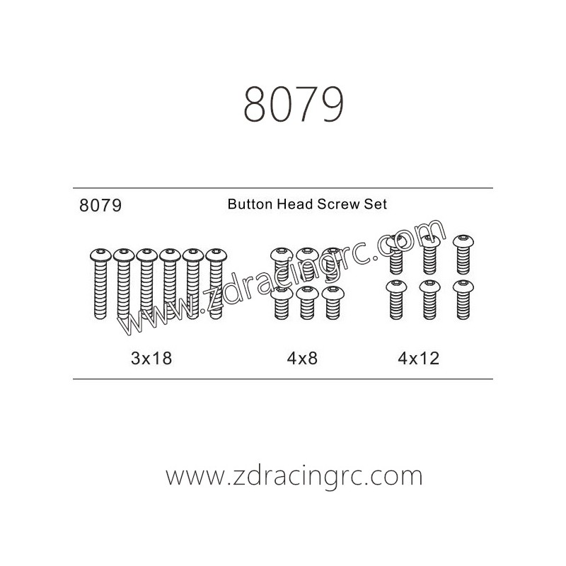 8079 Button Head Screw Set Parts For ZD RACING EX07