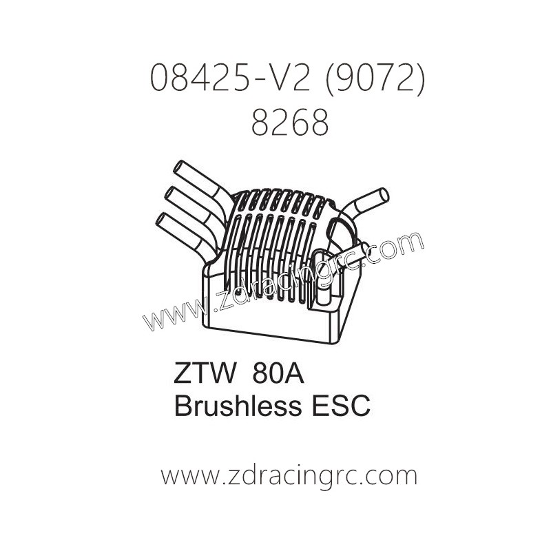 ZD RACING 9072 Parts 8268 ZTW 80A Brushless ESC
