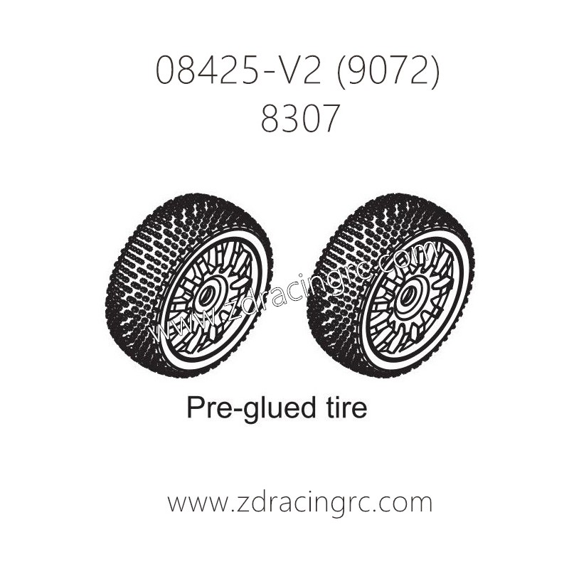 ZD RACING 9072 Parts 8307 Pre-Guled Tire