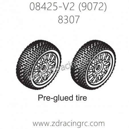 ZD RACING 9072 Parts 8307 Pre-Guled Tire ZD RACING 9072 Parts 8307 Pre-Guled Tire