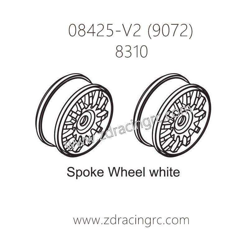 ZD RACING 9072 Parts 8310 Spoke Wheel White