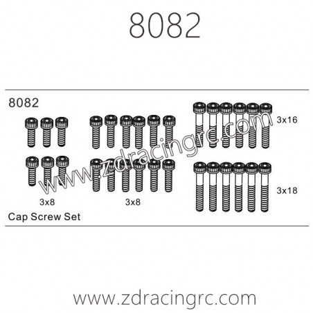 8082 Cap Screw Set Parts For ZD RACING EX07