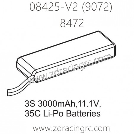 ZD RACING 9072 Parts 8472 3S 3000mAh 11.1V 35C Lipo Battery