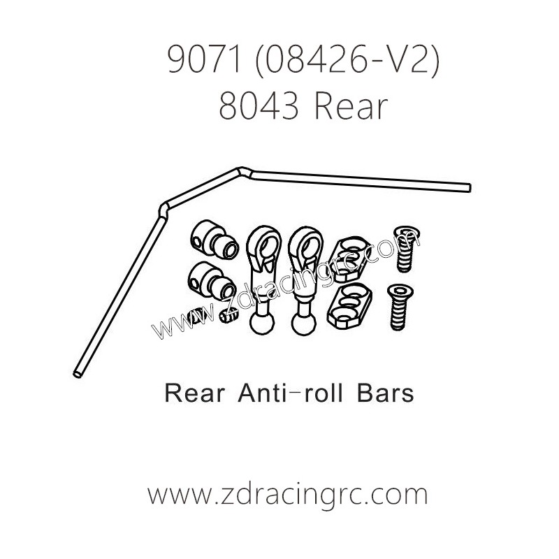 ZD RACING Pirates2 TC-8 9071 08426-V2 Parts 8043 Rear Anti-Roll Bars