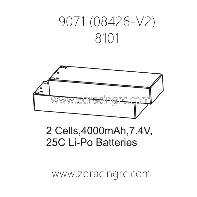 ZD RACING Pirates2 TC-8 Parts 8101 2 Cells 4000mAh 7.4V 25C Lipo Battery