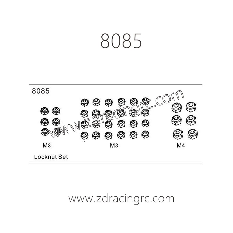 8085 Locknut Set Parts For ZD RACING EX07