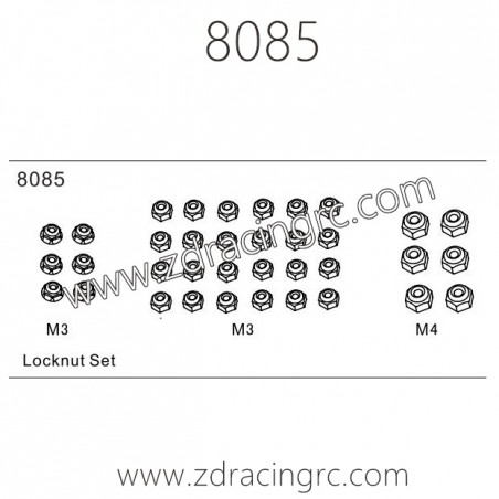8085 Locknut Set Parts For ZD RACING EX07 8085 Locknut Set Parts For ZD RACING EX07