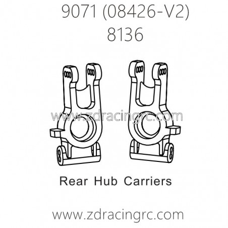 ZD RACING Pirates2 TC-8 9071 V2 Parts 8136 Rear Hub Carriers