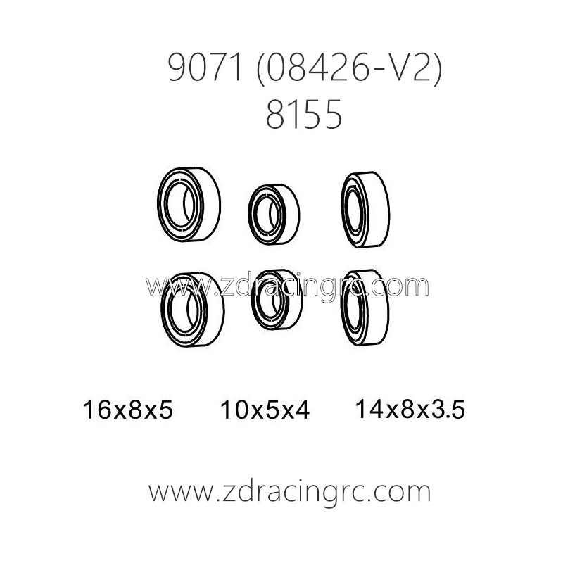 ZD RACING Pirates2 TC-8 9071 V2 Parts 8155 Bearing