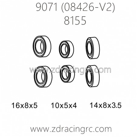ZD RACING Pirates2 TC-8 9071 V2 Parts 8155 Bearing