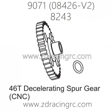 ZD RACING Pirates2 TC-8 9071 V2 Upgrade Parts 8243 46T Decelerating Spur Gear CNC ZD RACING Pirates2 TC-8 9071 V2 Upgrade Parts 8243 46T Decelerating Spur Gear CNC