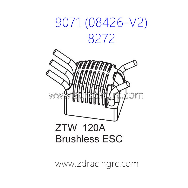 ZD RACING Pirates2 TC-8 9071 V2 Parts 8272 ZTW 120A Brushless ESC