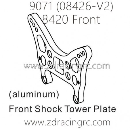 ZD RACING Pirates2 TC-8 9071 V2 Parts 8420 Front Shock Tower Plate Aluminum